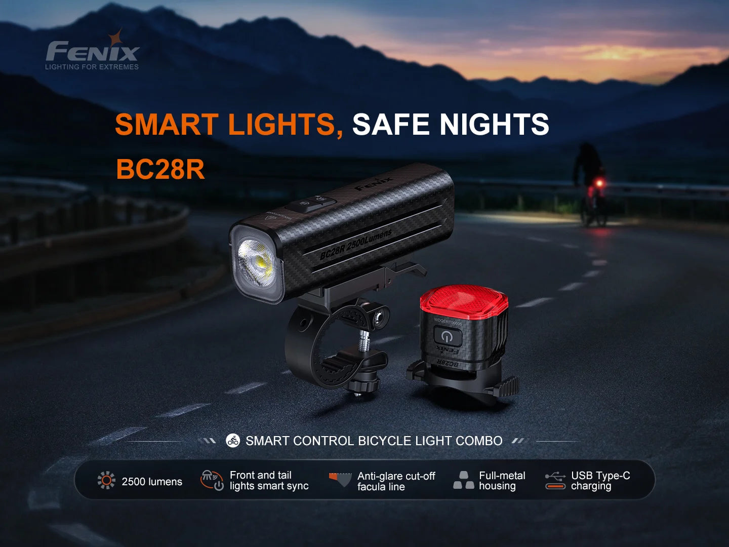 Fenix BC28R 專業智控車燈組合 2500 流明 180 米 GroPro 愛維斯 照明