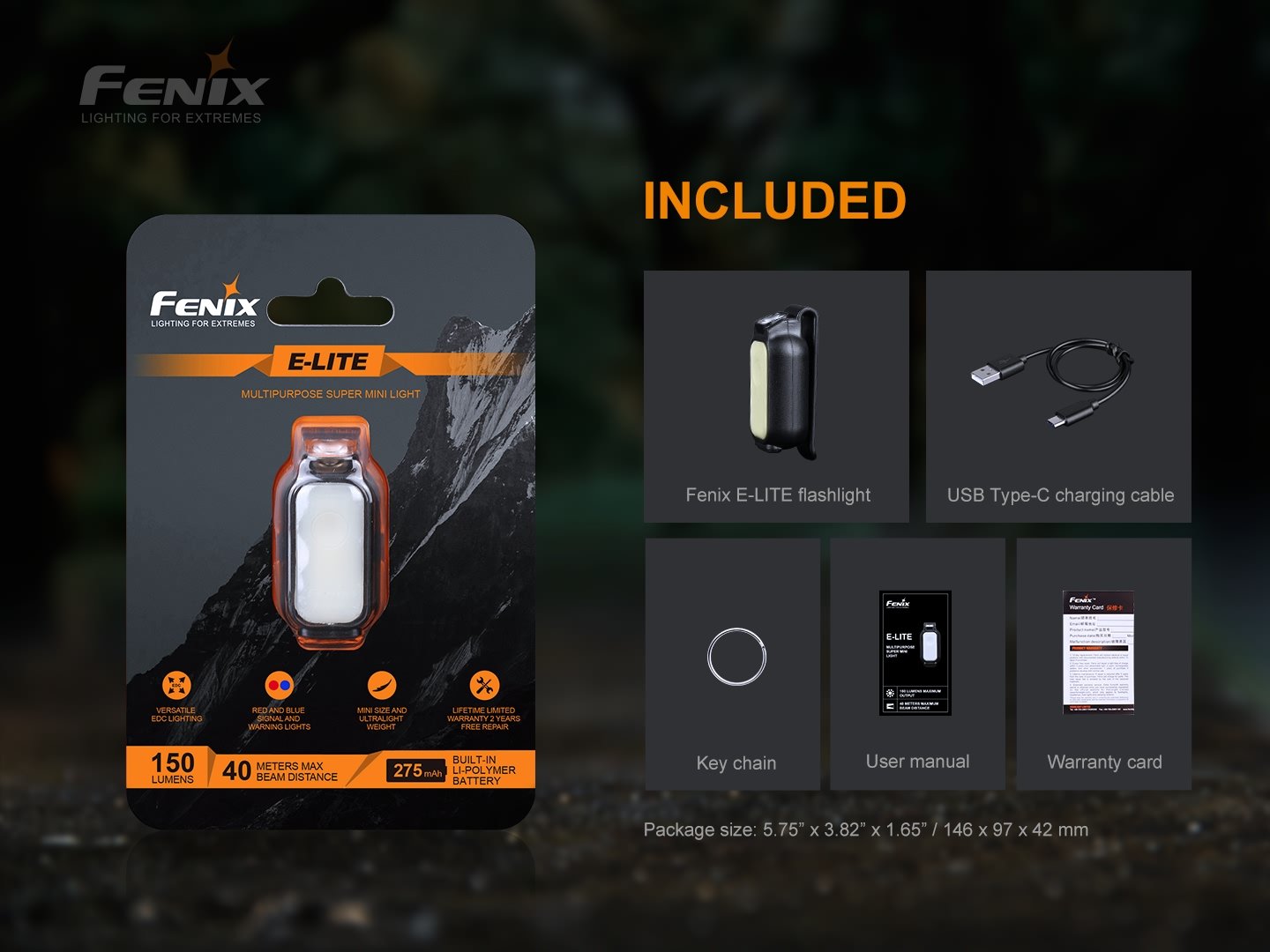 FENIX E-LITE 多功能迷你EDC Flashlight 手電筒 Torch 愛維斯 照明