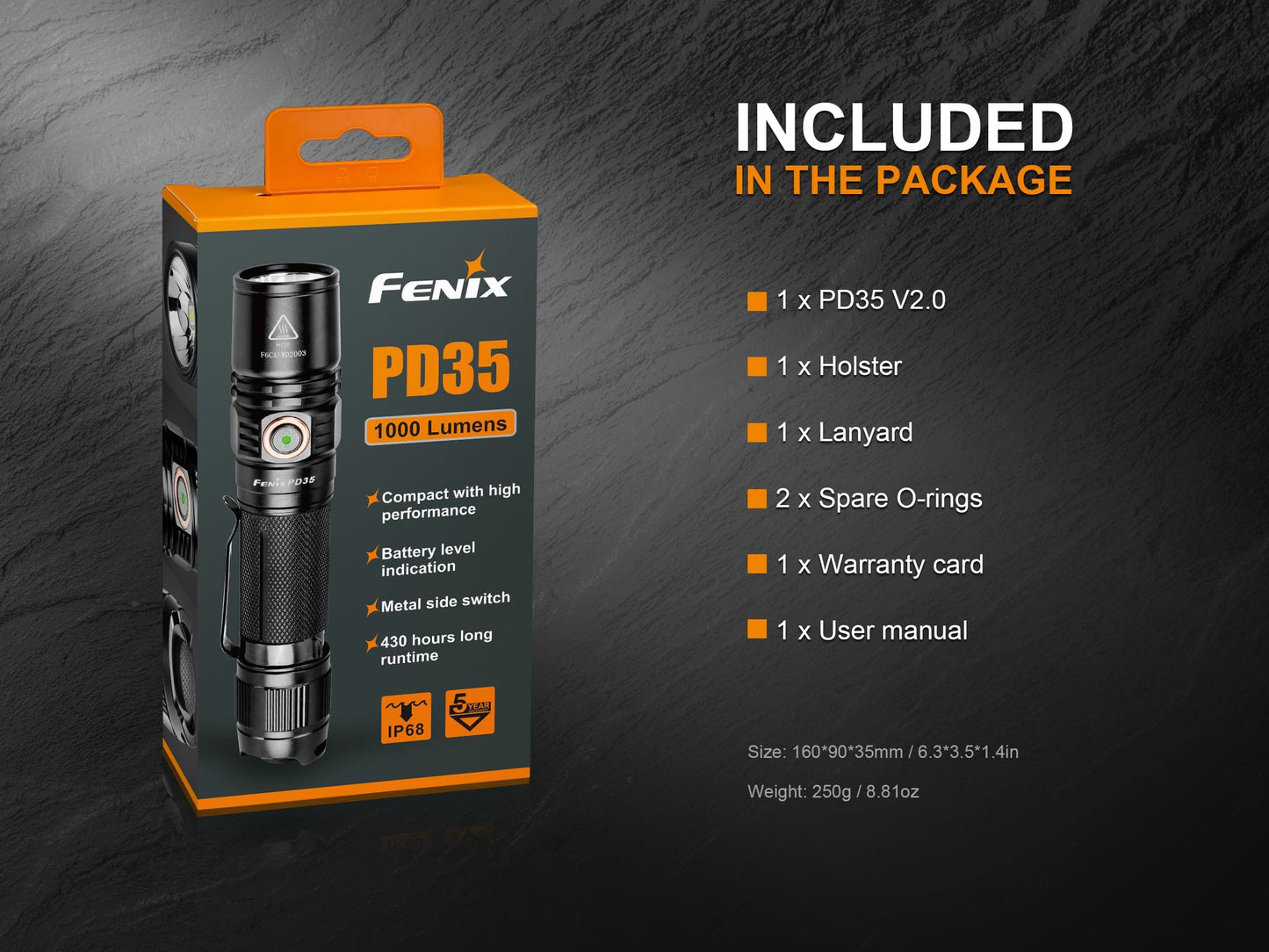 Fenix PD35 V2.0 1000 流明 高性能戰術小直筒 Flashlight Torch 手電筒 愛維斯 照明