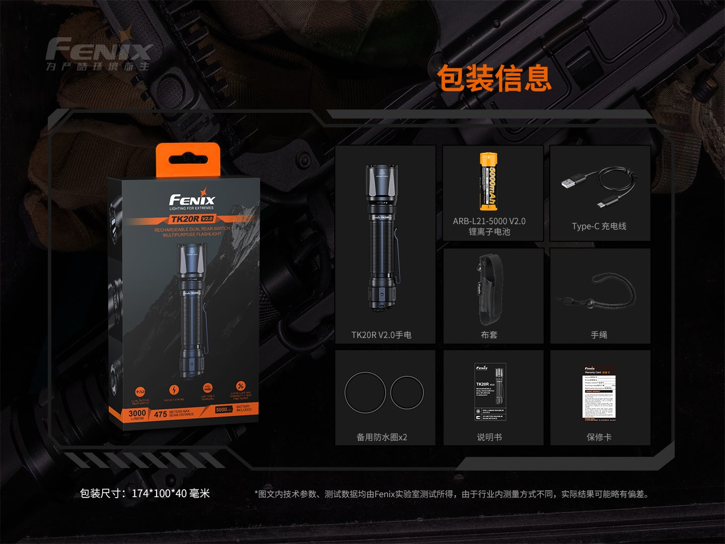 FENIX TK20R V2.0 充電式雙尾按戰術手電筒 3000 流明 愛維斯 照明