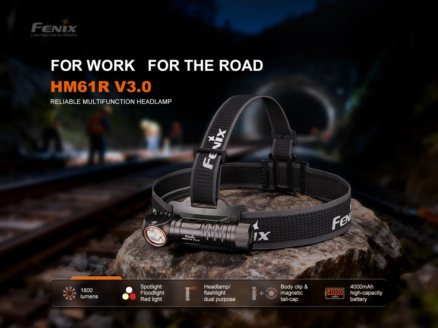 Fenix HM61R V3.0 1800流明 195米 300小時 IP68 USB-C 頭燈 愛維斯 照明