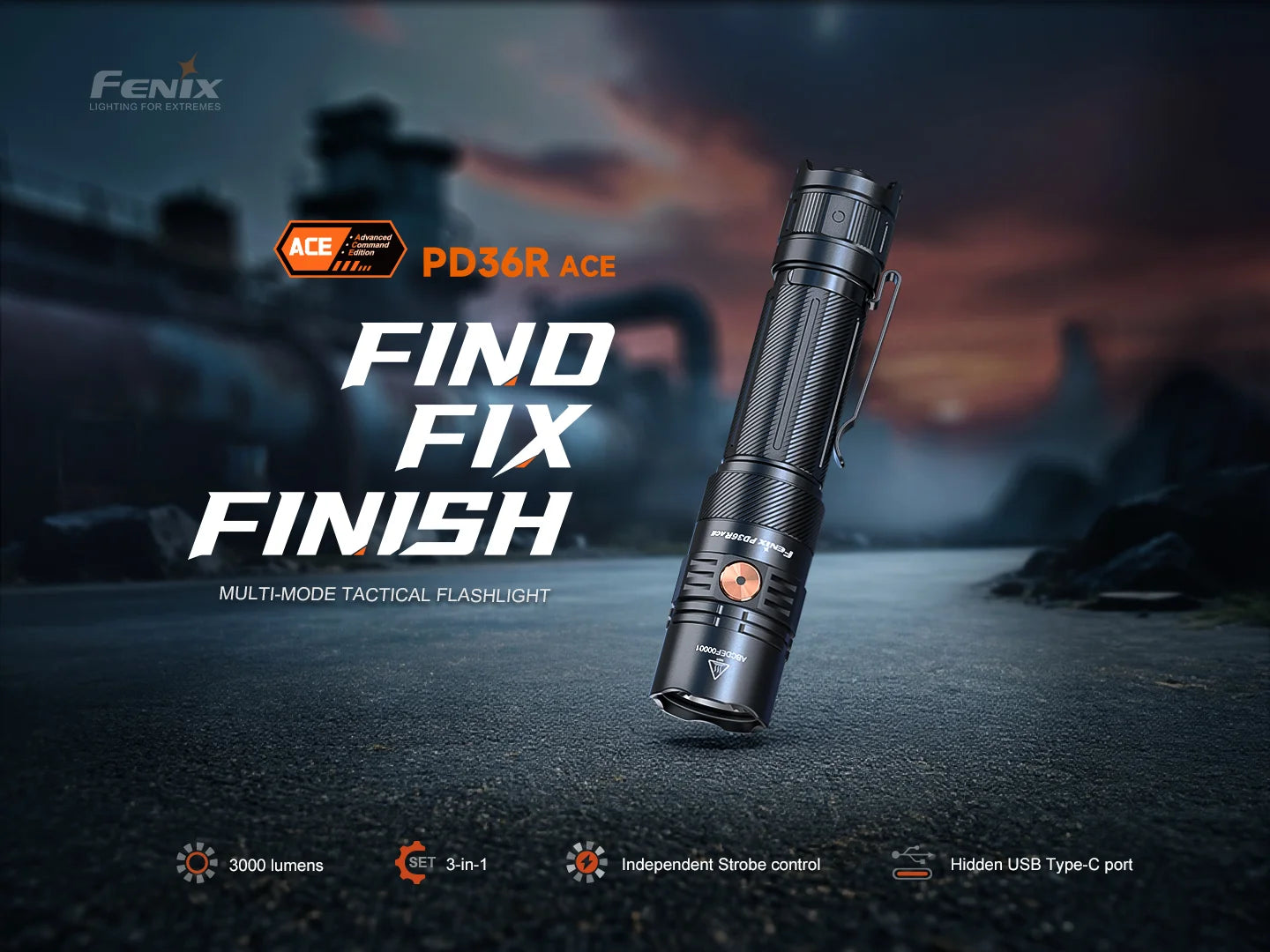 Fenix PD36R ACE 3000 流明 415米 距離 5000 mAh Type-C 愛維斯 照明