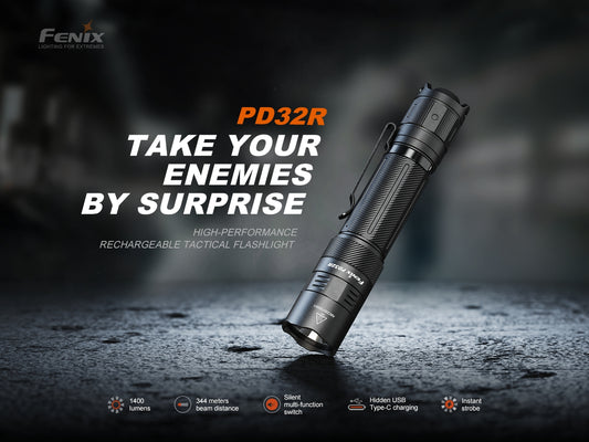 Fenix ​​PD32R 1400 lumens flashlight with a range of 344 meters