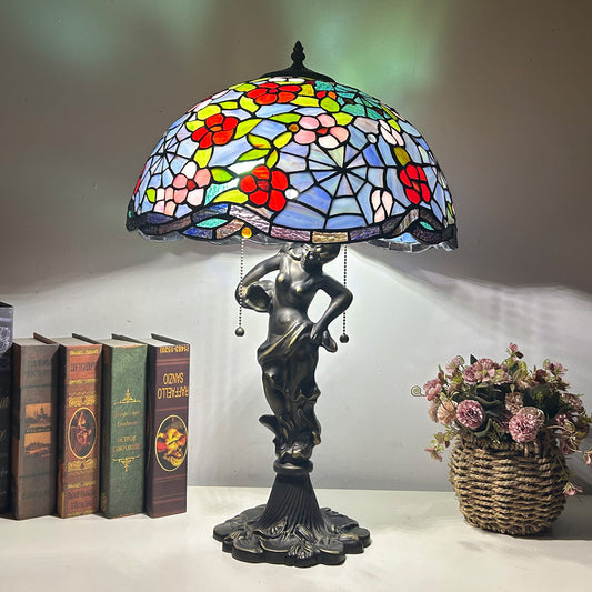 Vintage Tiffany-Style Stained Glass Table Lamp – European Pastoral Bedside & Bar Ambient Desk Light