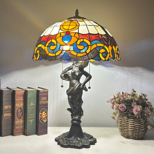 Vintage Tiffany-Style Stained Glass Table Lamp – European Pastoral Bedside & Bar Ambient Desk Light