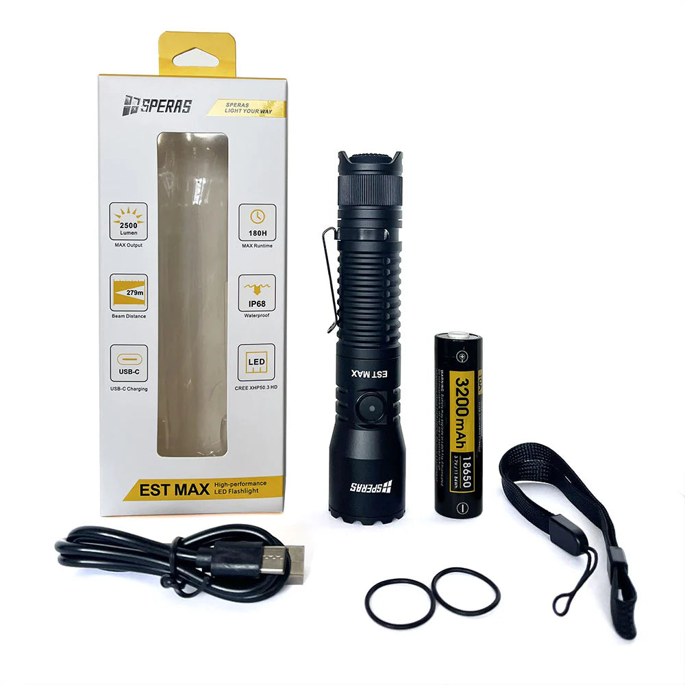 SPERAS EST MAX 2500lm 279m Professional Tactical Police Flashlight 愛維斯 照明