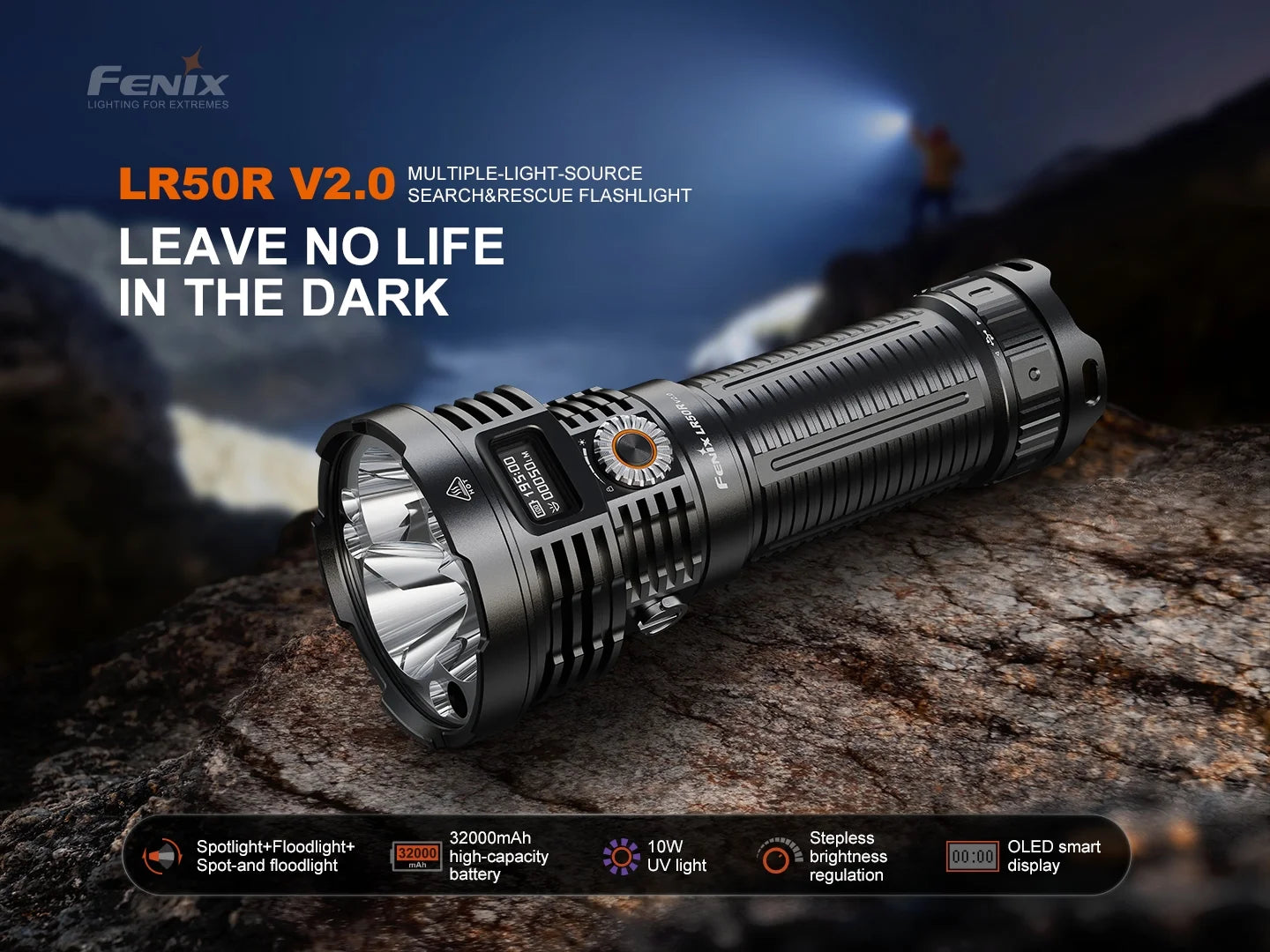 FENIX LD50R V2.0 Flashlight 超強光電筒 18000流明 844米射程 195 小時 愛維斯 照明
