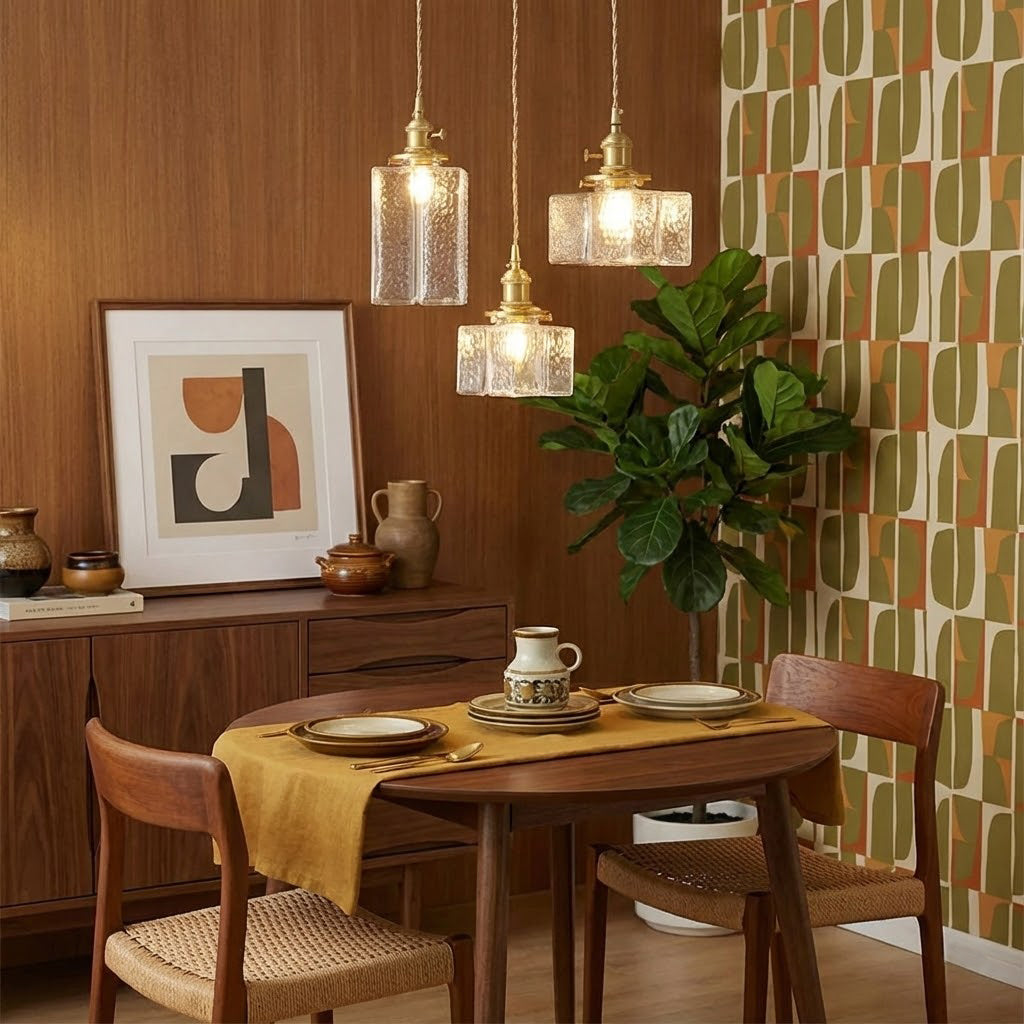 Elara Brass &amp; Glass Pendant Light Elvis Store