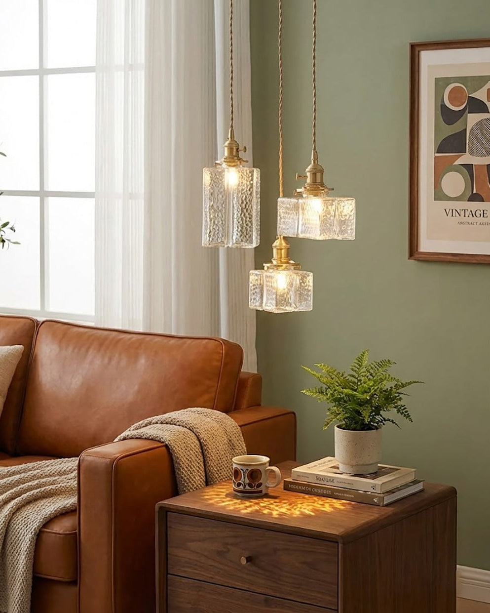 Elara Brass &amp; Glass Pendant Light Elvis Store