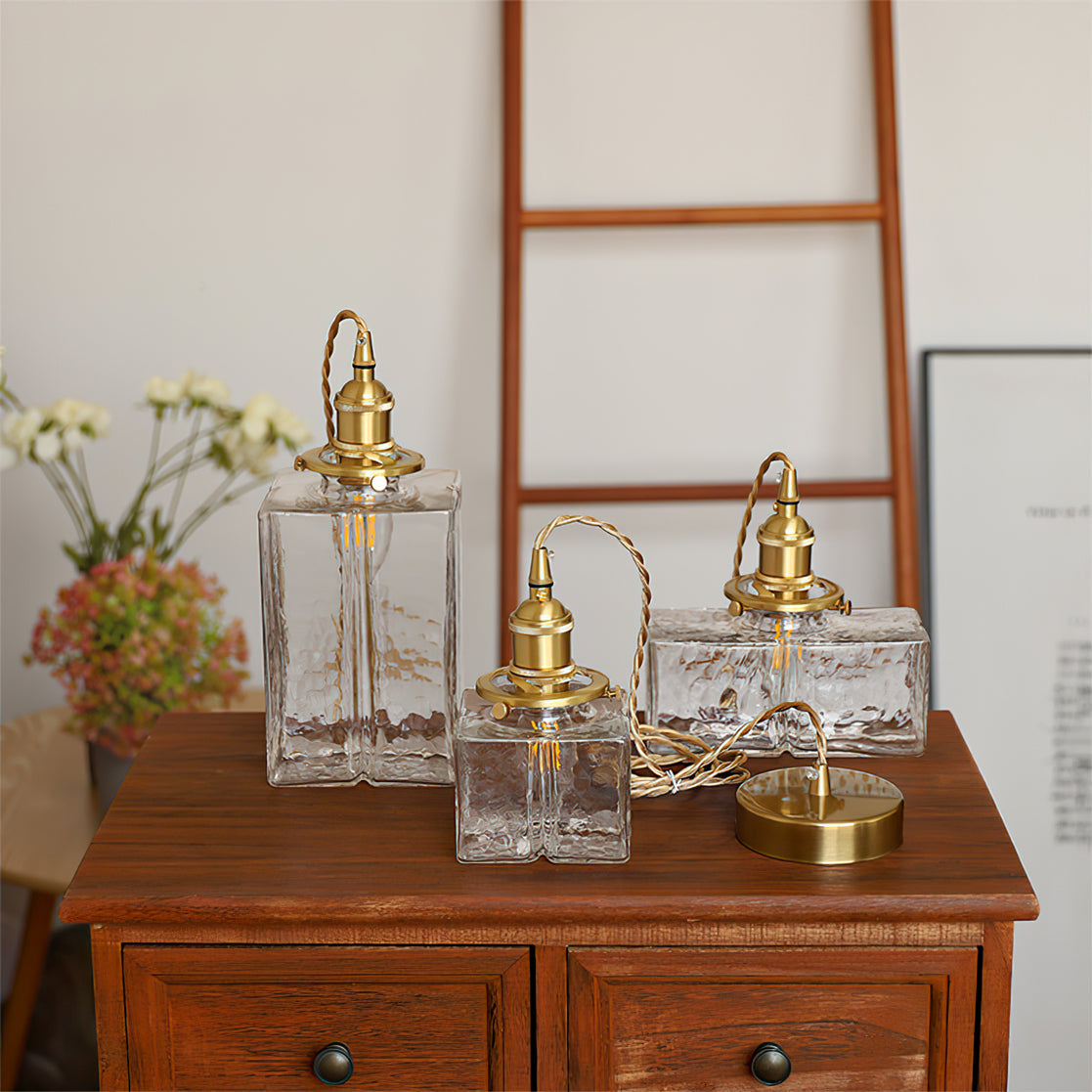 Elara Brass &amp; Glass Pendant Light Elvis Store