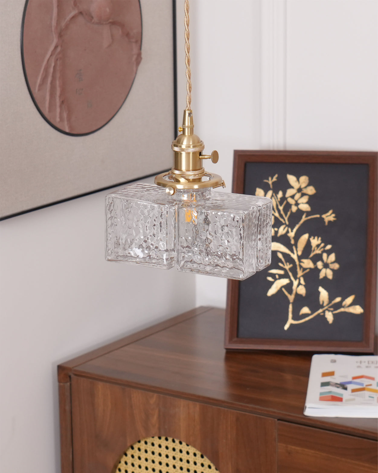 Elara Brass &amp; Glass Pendant Light Elvis Store