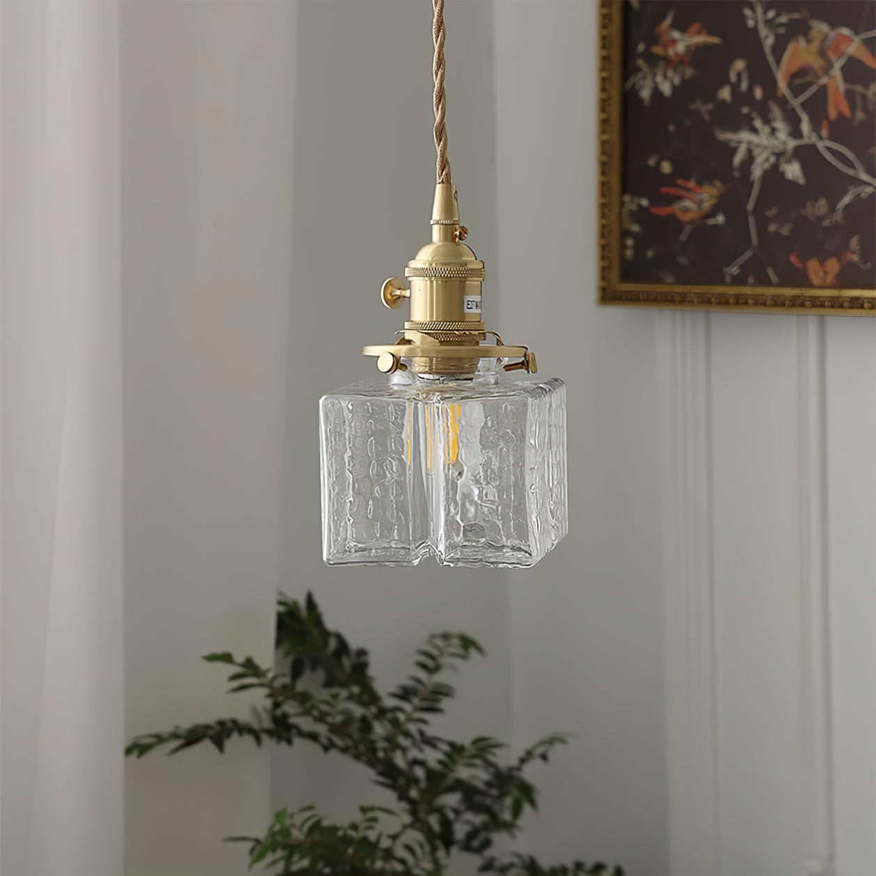 Elara Brass &amp; Glass Pendant Light Elvis Store