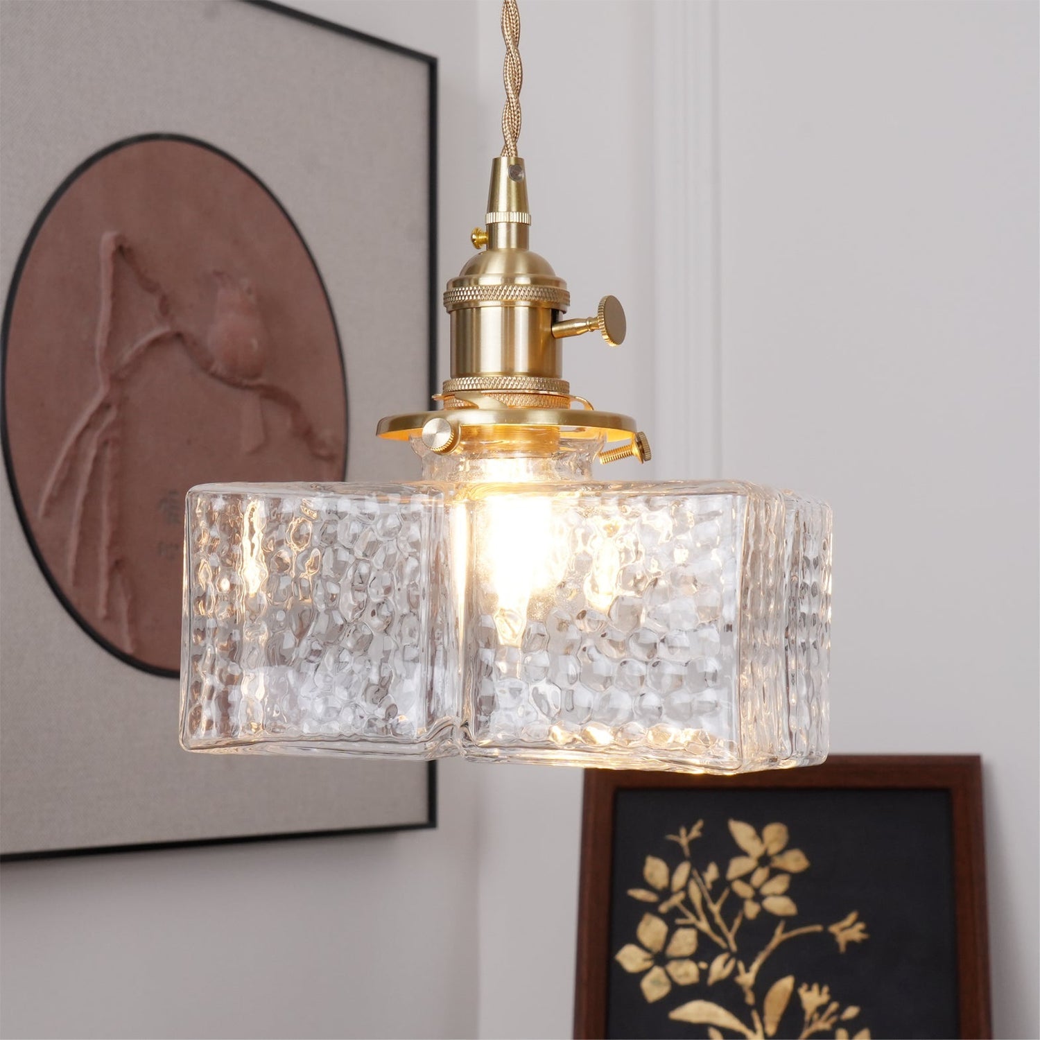Elara Brass &amp; Glass Pendant Light Elvis Store