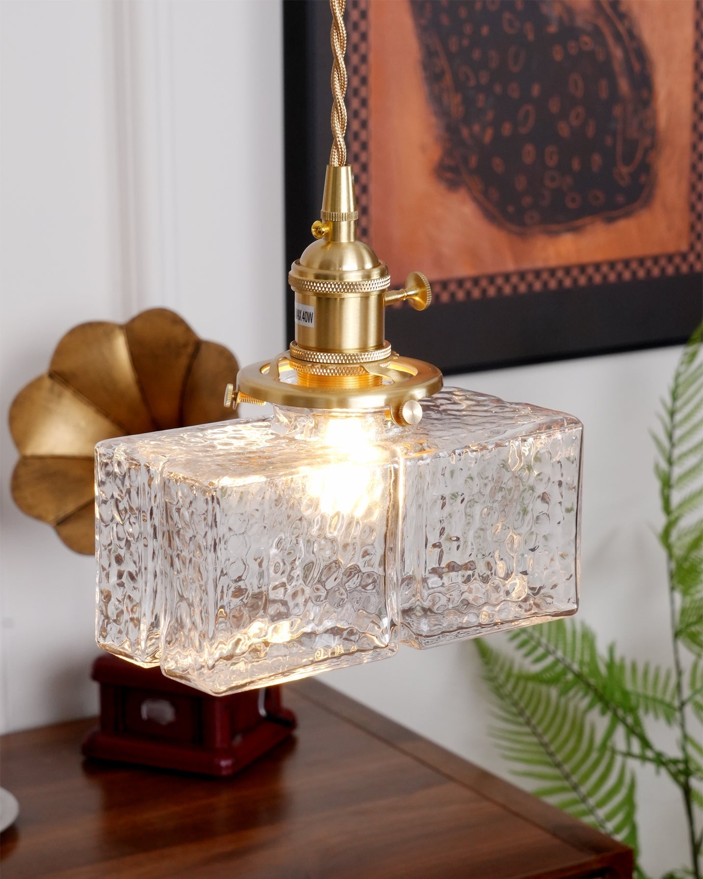 Elara Brass &amp; Glass Pendant Light Elvis Store
