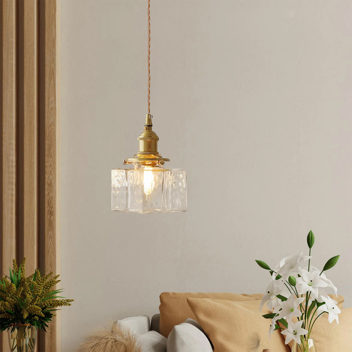 Elara Brass &amp; Glass Pendant Light Elvis Store