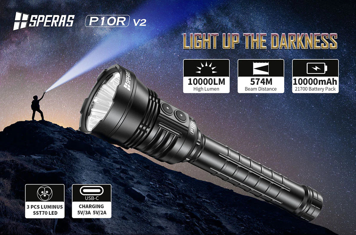 SPERAS P10R V2 10000lm Hunting Flashlight Rechargeable LED Spotlight 愛維斯 照明
