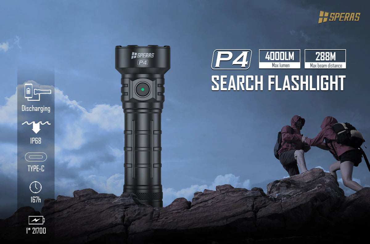 SPERAS P4 4000LM High Lumen Tactical Hunting Flashlight & Power Bank 愛維斯 照明