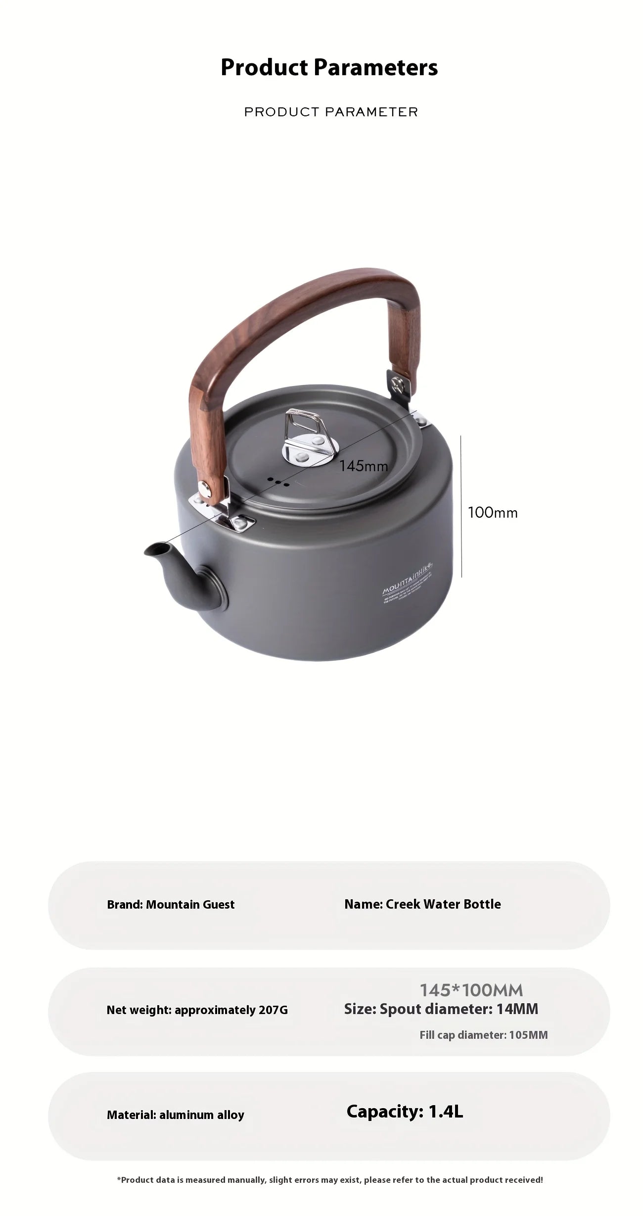 Heavy-Duty Aluminum Camping Tea Kettle — Lightweight Portable Outdoor Kettle with Wooden Handle Elvis Store