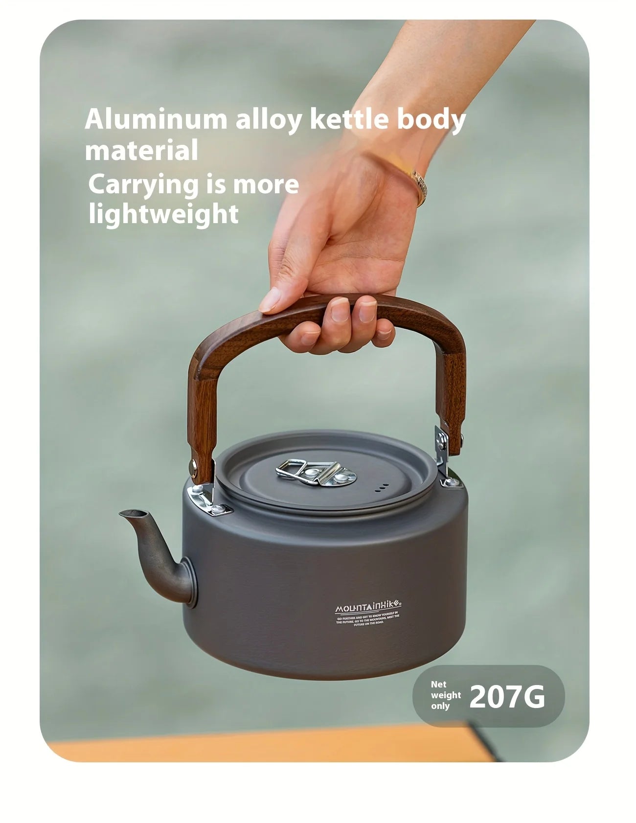 Heavy-Duty Aluminum Camping Tea Kettle — Lightweight Portable Outdoor Kettle with Wooden Handle Elvis Store