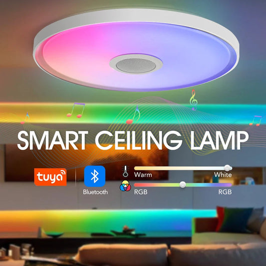 LED Smart Ceiling Lamps RGB APP Remote Control Dimming Modern Home Lighting Music Light with Speaker For Living Room Bedroom Elvis Store