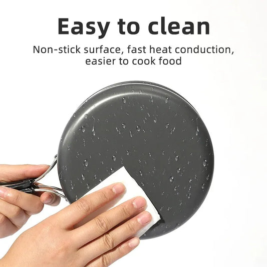 PACOONE Camping Cookware Set – Portable Outdoor Cooking Kit with Pot, Kettle and Pan for Hiking & Picnic