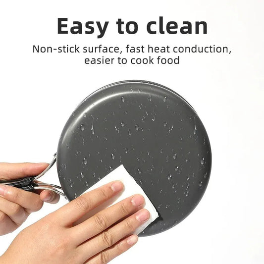 PACOONE Camping Cookware Set – Portable Outdoor Cooking Kit with Pot, Kettle and Pan for Hiking & Picnic Elvis Store