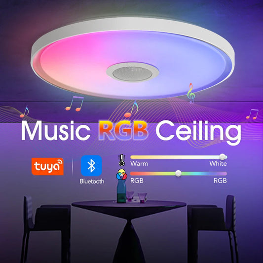Smart Tuya RGB Dimmable Ceiling Light – Music Sync LED Fixture with Remote (30/37/46 cm, AC220V) Elvis Store