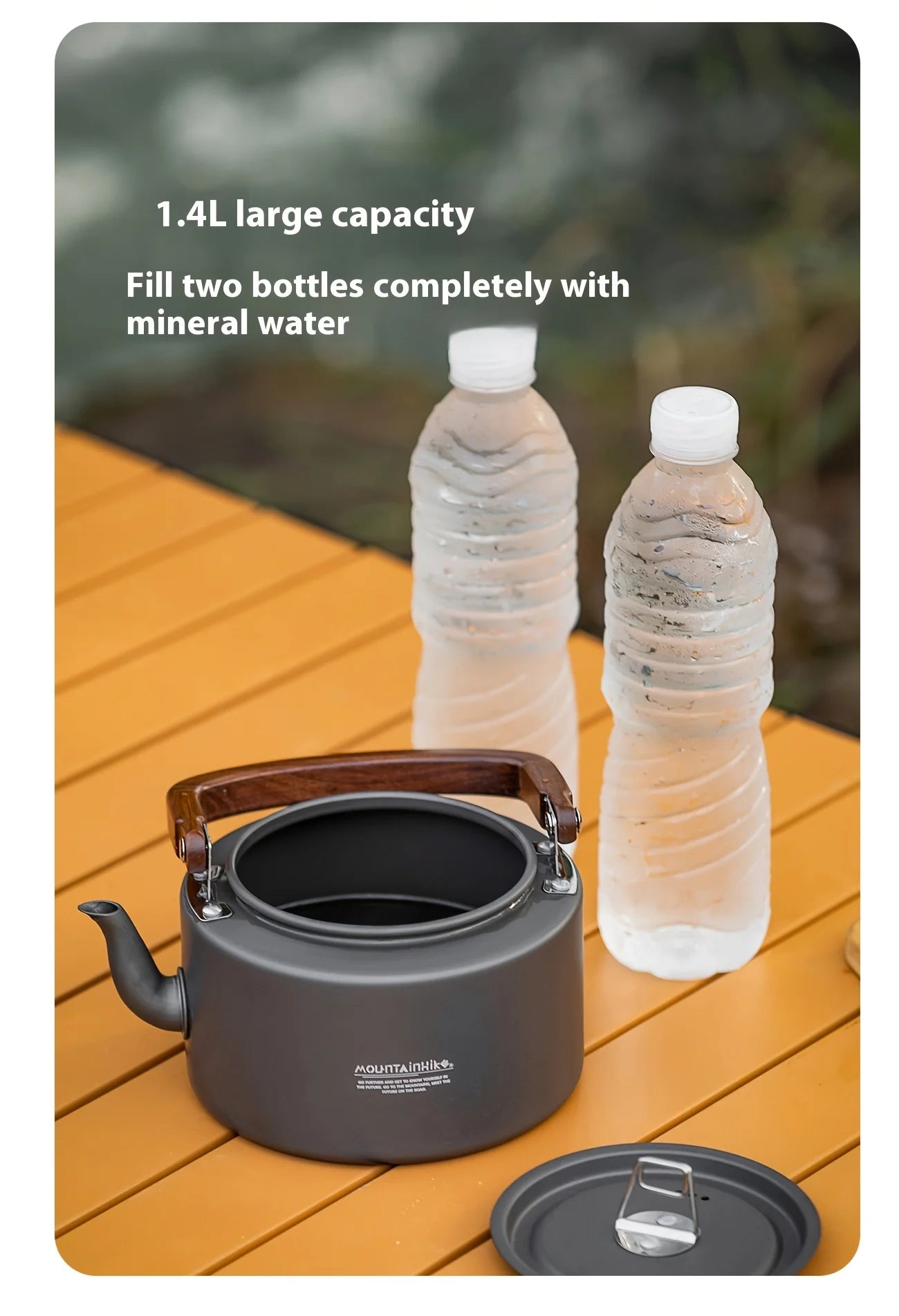 Heavy-Duty Aluminum Camping Tea Kettle — Lightweight Portable Outdoor Kettle with Wooden Handle Elvis Store