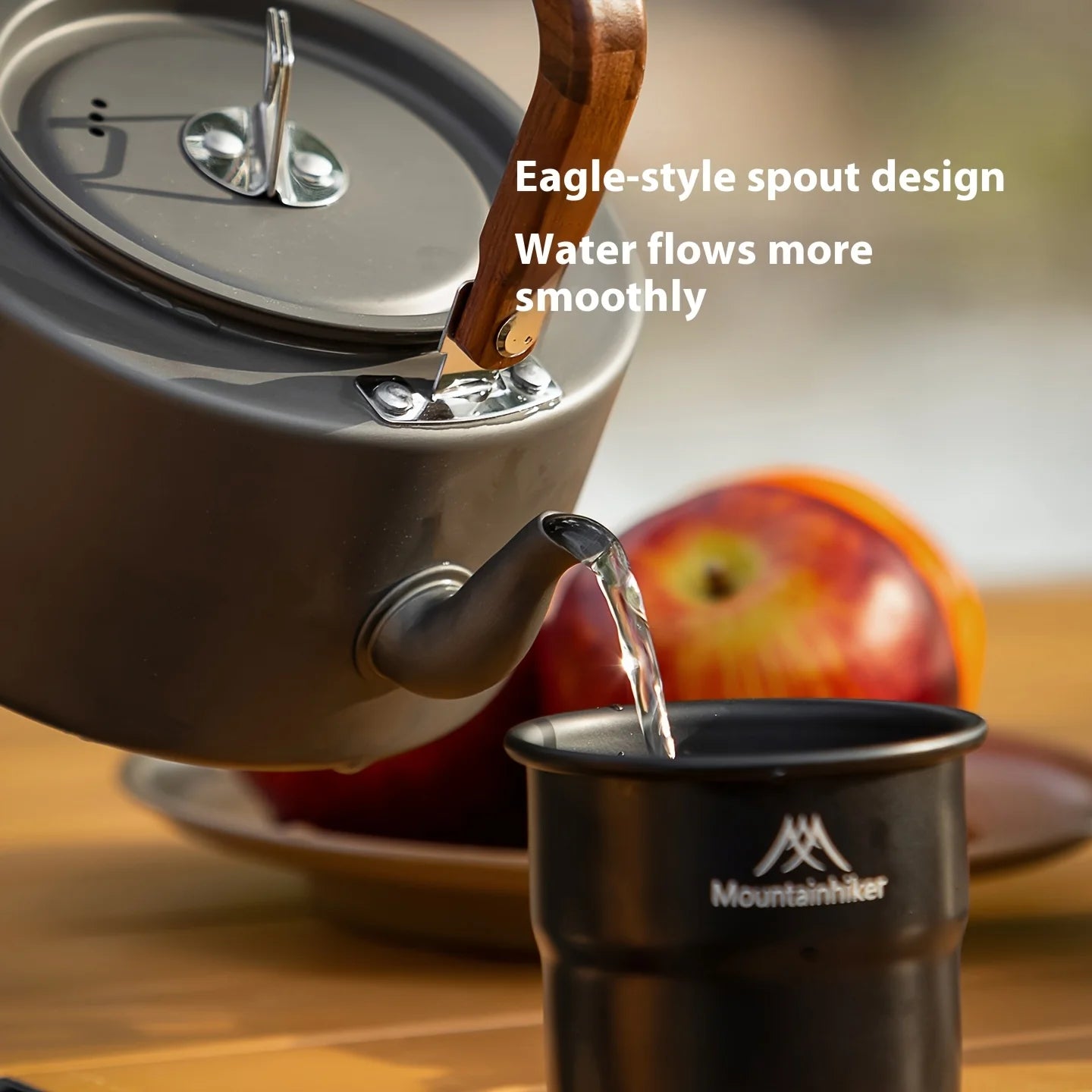 Heavy-Duty Aluminum Camping Tea Kettle — Lightweight Portable Outdoor Kettle with Wooden Handle Elvis Store