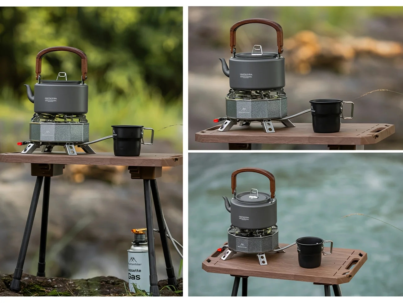 Heavy-Duty Aluminum Camping Tea Kettle — Lightweight Portable Outdoor Kettle with Wooden Handle Elvis Store