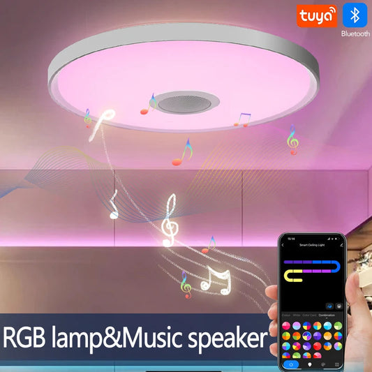 Smart Tuya RGB Dimmable Ceiling Light – Music Sync LED Fixture with Remote (30/37/46 cm, AC220V) Elvis Store