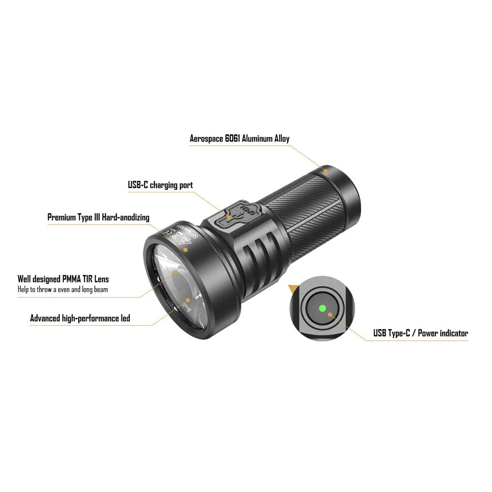 SPERAS M4 Compact Type-C Rechargeable EDC Flashlight 2000lm 700m 愛維斯 照明