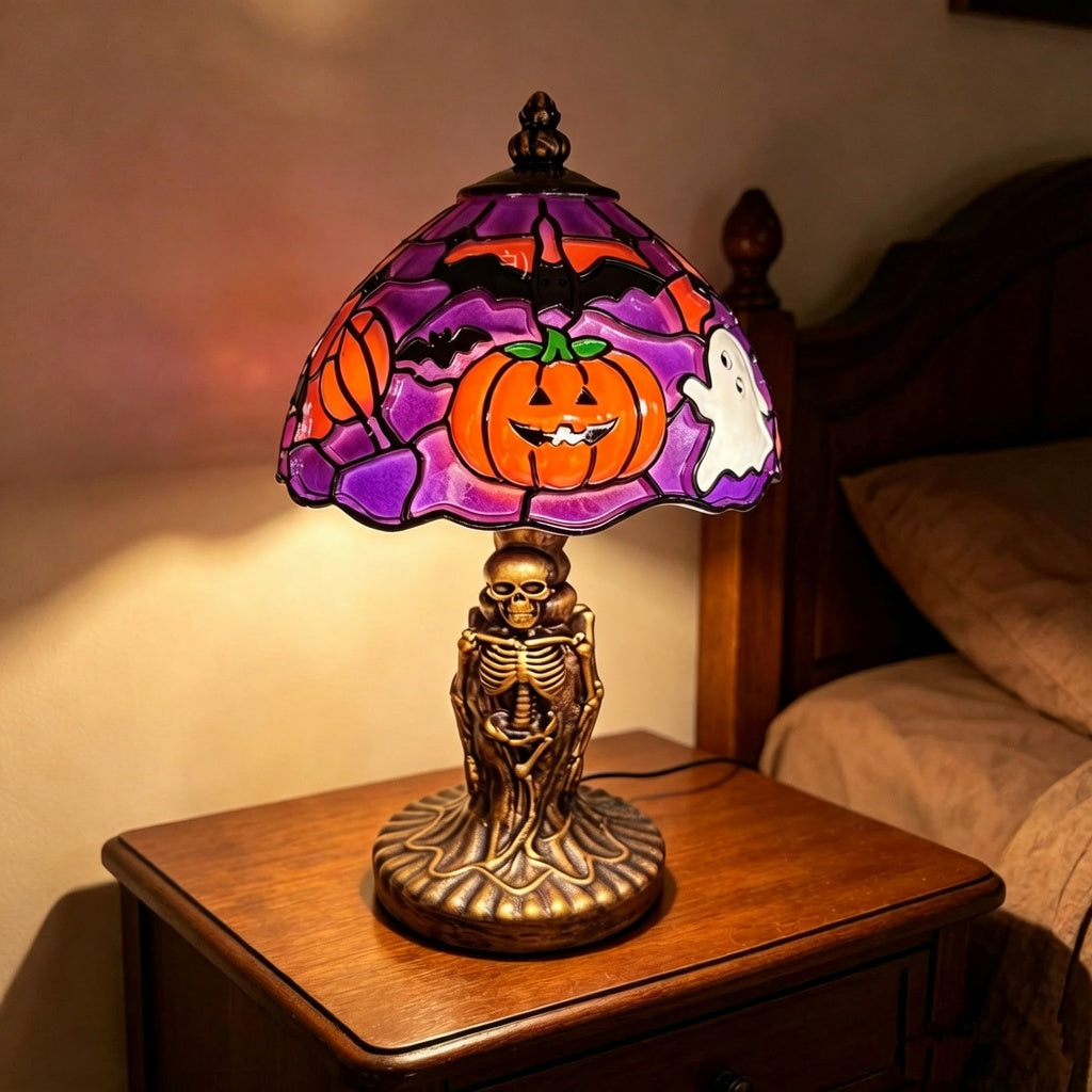Halloween Pumpkin Resin Table Lamp – Cute Cartoon Pumpkin Decor, American Country Style Holiday Decoration Elvis Store