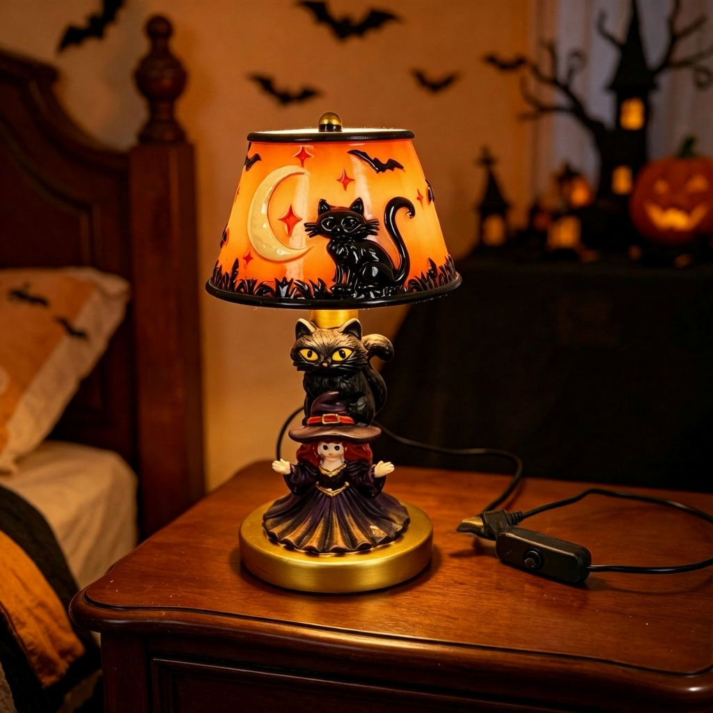 Halloween Pumpkin Resin Table Lamp – Cute Cartoon Pumpkin Decor, American Country Style Holiday Decoration Elvis Store