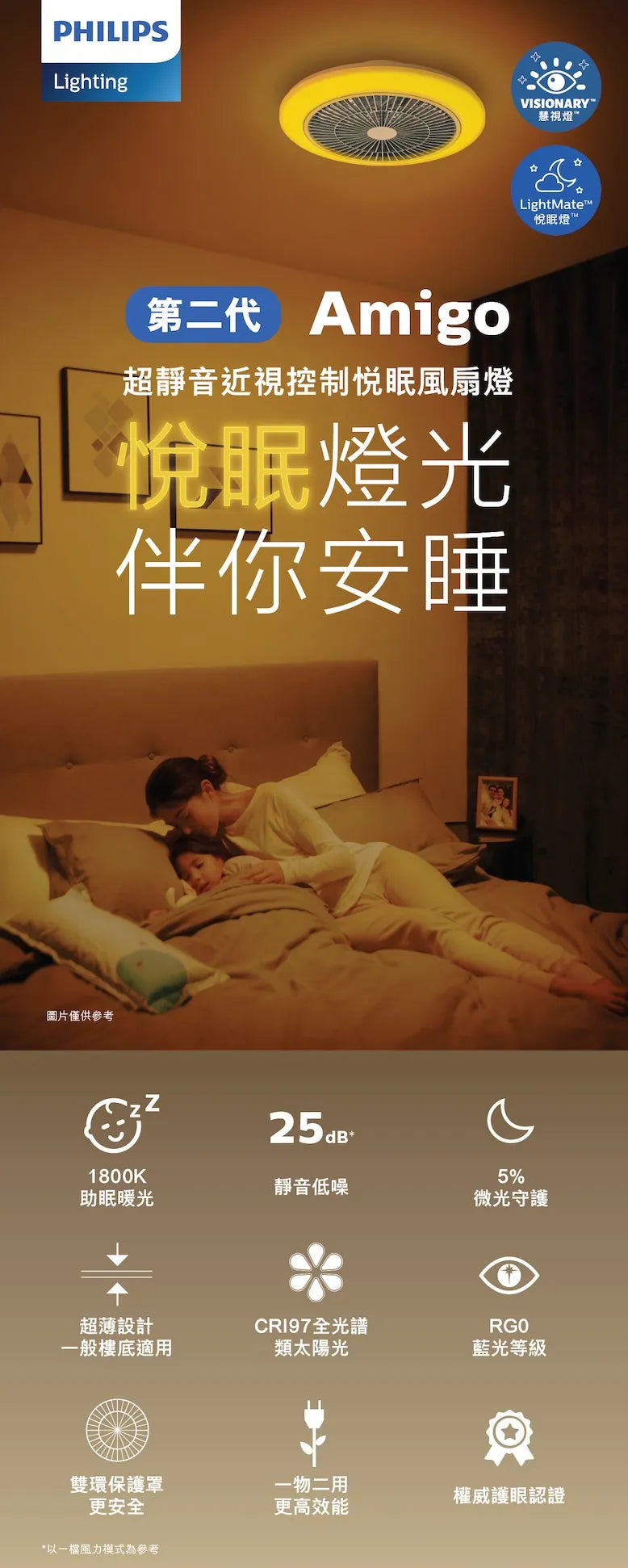 Amigo G2 超靜音近視控制悅眠風扇燈 Philips