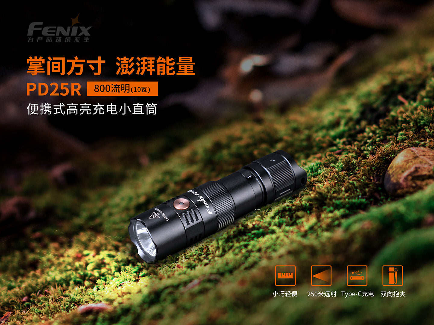 Fenix PD25R 可擕式高亮充電小直筒 800 流明 愛維斯 照明