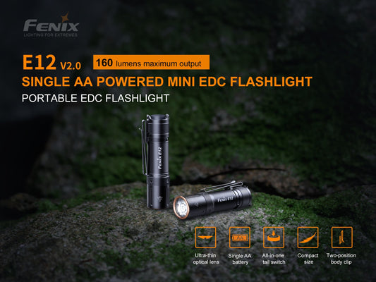 Fenix ​​E12 V2.0 Portable EDC Flashlight with a range of 68 meters