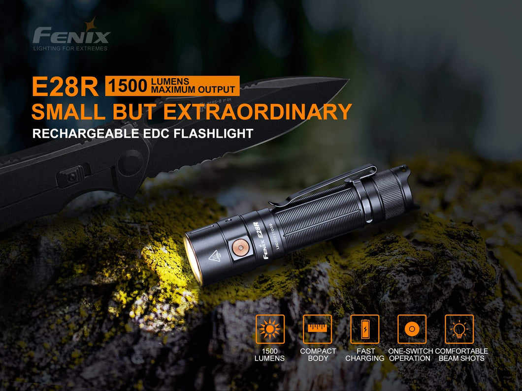 FENIX E28R EDC充電小直筒 1500 流明 Torch 手電筒