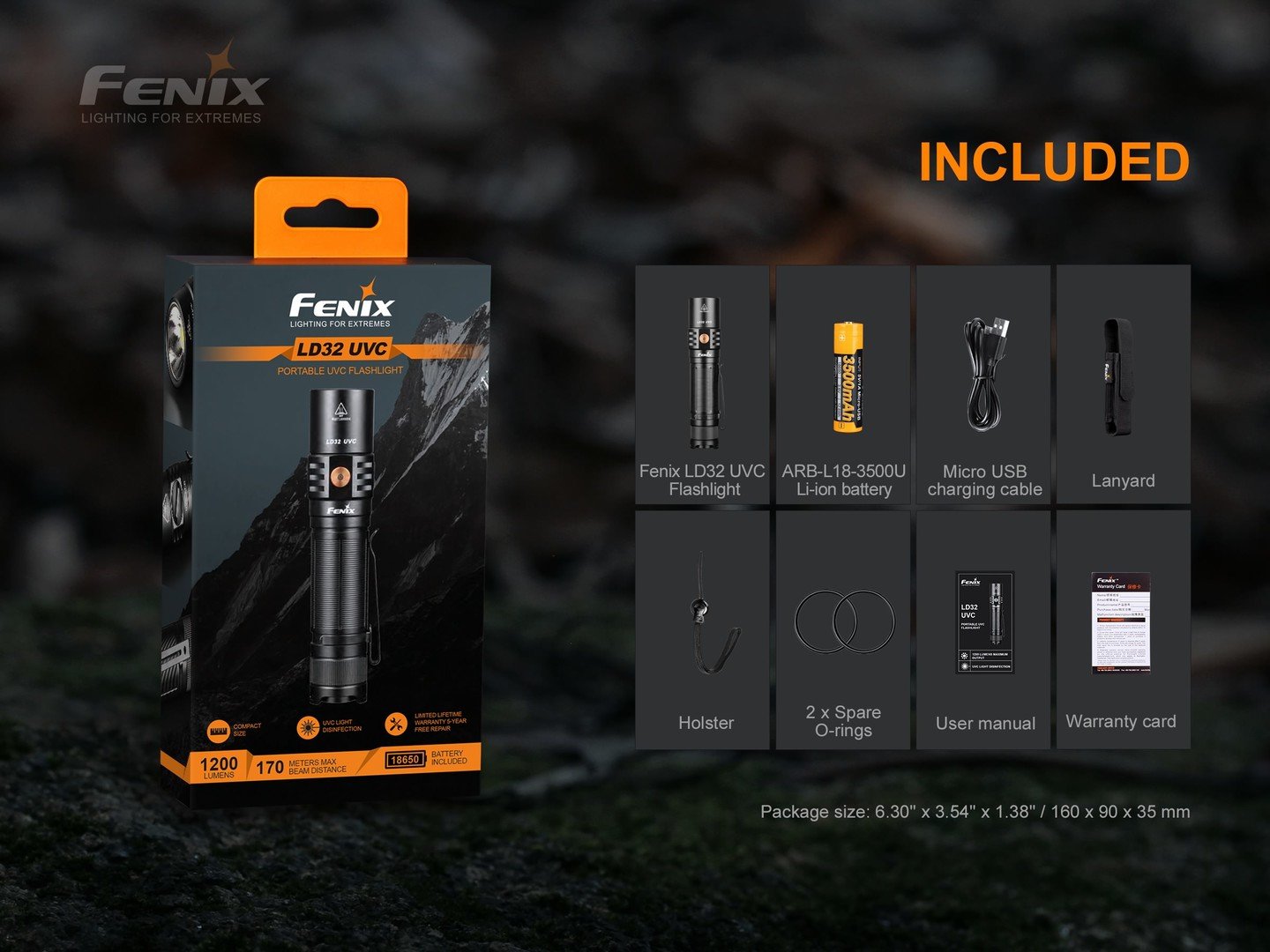 FENIX LD32 UVC 便攜UVC小直筒 Torch Flashlight 愛維斯 照明