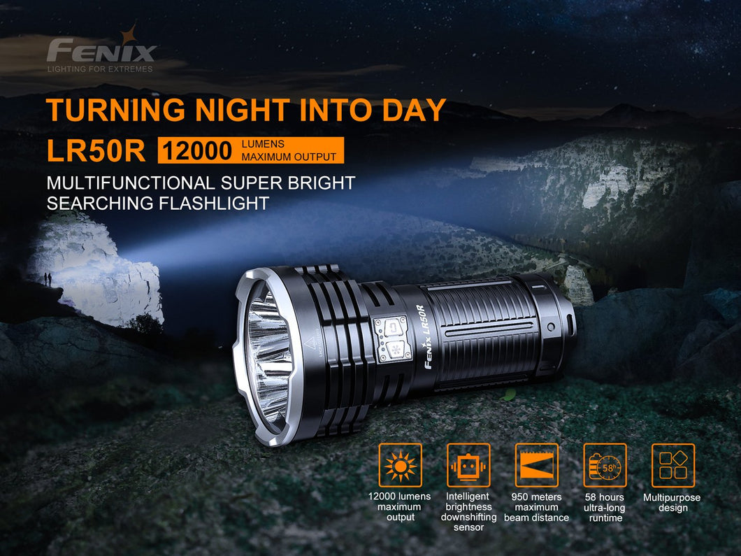 Fenix LR50R 超高亮多功能搜索手電筒12000流明