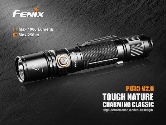 Fenix PD35 V2.0 1000 Lumen High-Performance Tactical Small Straight-Type Flashlight Torch