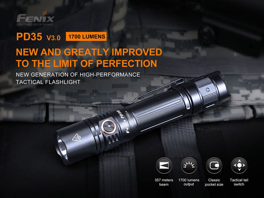Fenix ​​PD35 V3.0 Next-Generation Tactical Mini Straight-Barrel Flashlight 1700 Lumens