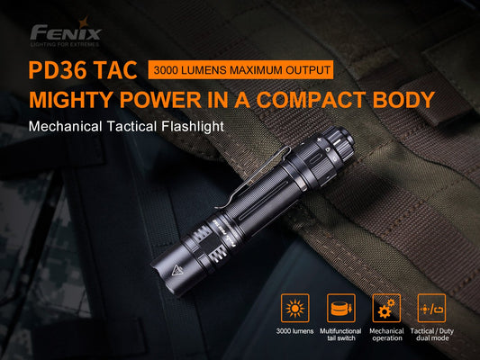 Fenix ​​PD36 TAC Pure Mechanical Tactical Small Straight-Type Cannon with 3000 Lumens