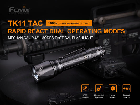 Fenix ​​TK11 TAC 1600 Lumens, 335-meter range, mechanical dual-mode tactical flashlight