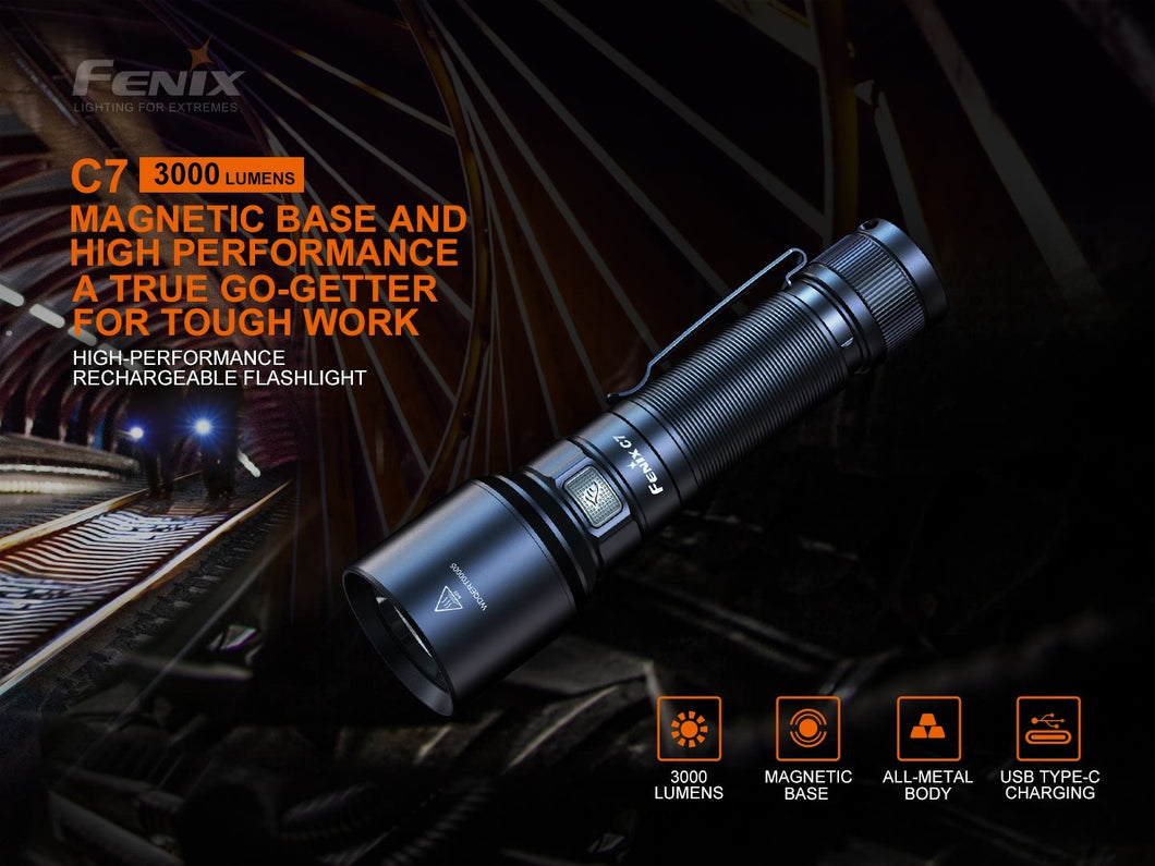Fenix C7高性能直充作業手電筒 3000流明